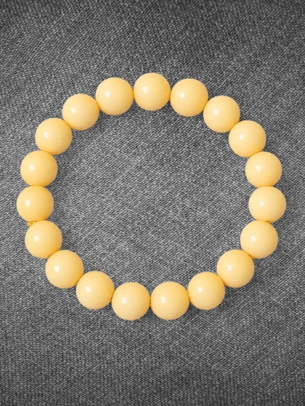 Yellow Round Beaded Stretch Bracelet Minimalist